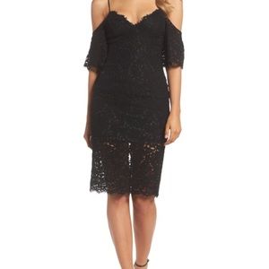 NWT Bardot Karlie black lace cold shoulder dress